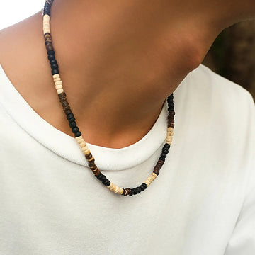 AIDASE  -  Bohemian Style Men's Wooden Bead Necklace Men's Trendy High-end Niche Beaded Coconut Shell Clavicle Chain aidase-shop